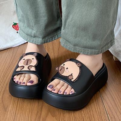 Модные шлепанцы с капибарой для женщин Модные милые удобные домашние повседневные туфли 2025 Нескользящие сандалии для ванной Мультяшные уличные пляжные туфли