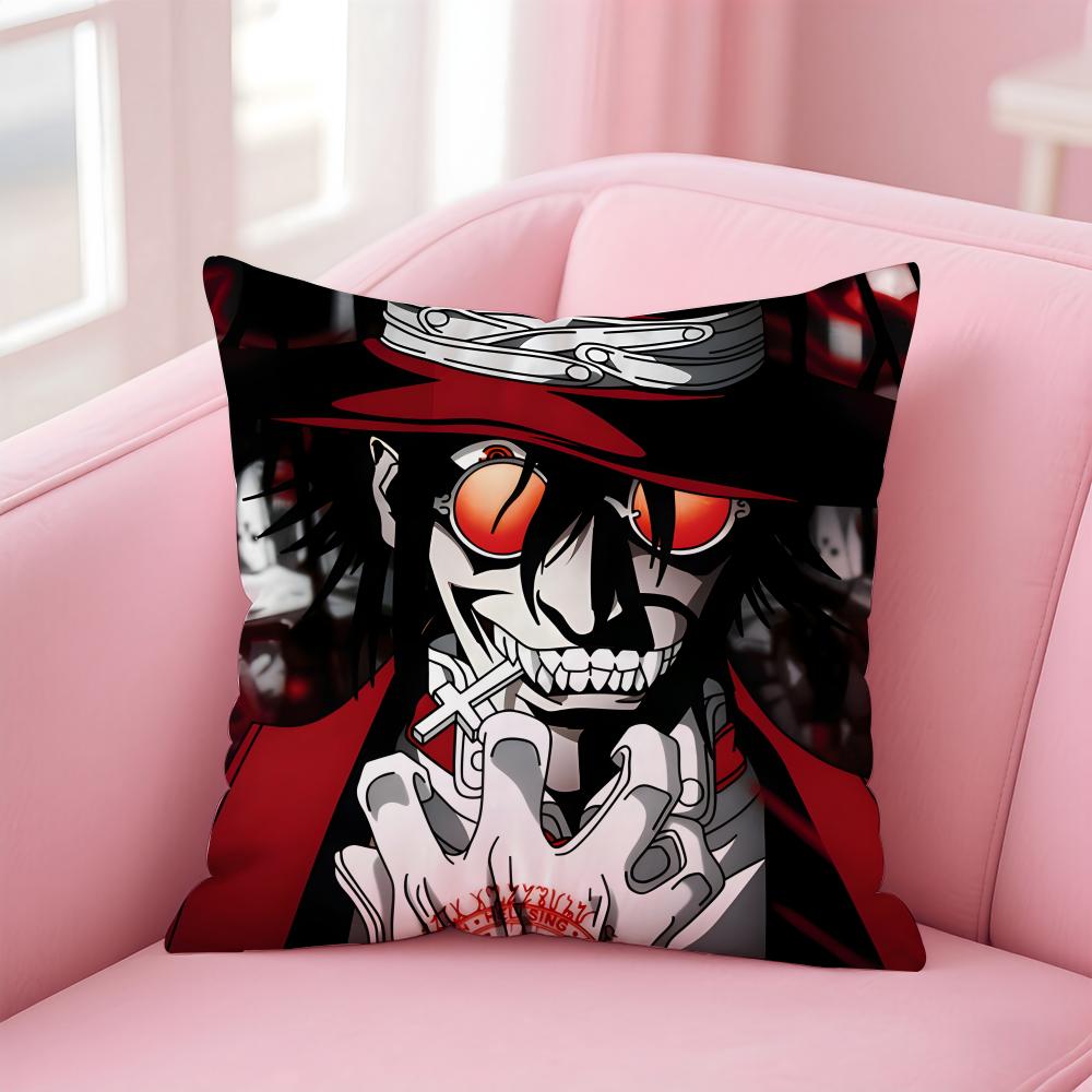 Dark Japanese Anime HHellsing Ultimate Cushion Cover Pillow Case Soft Skin Friendly Fabric  Concealed Zipper