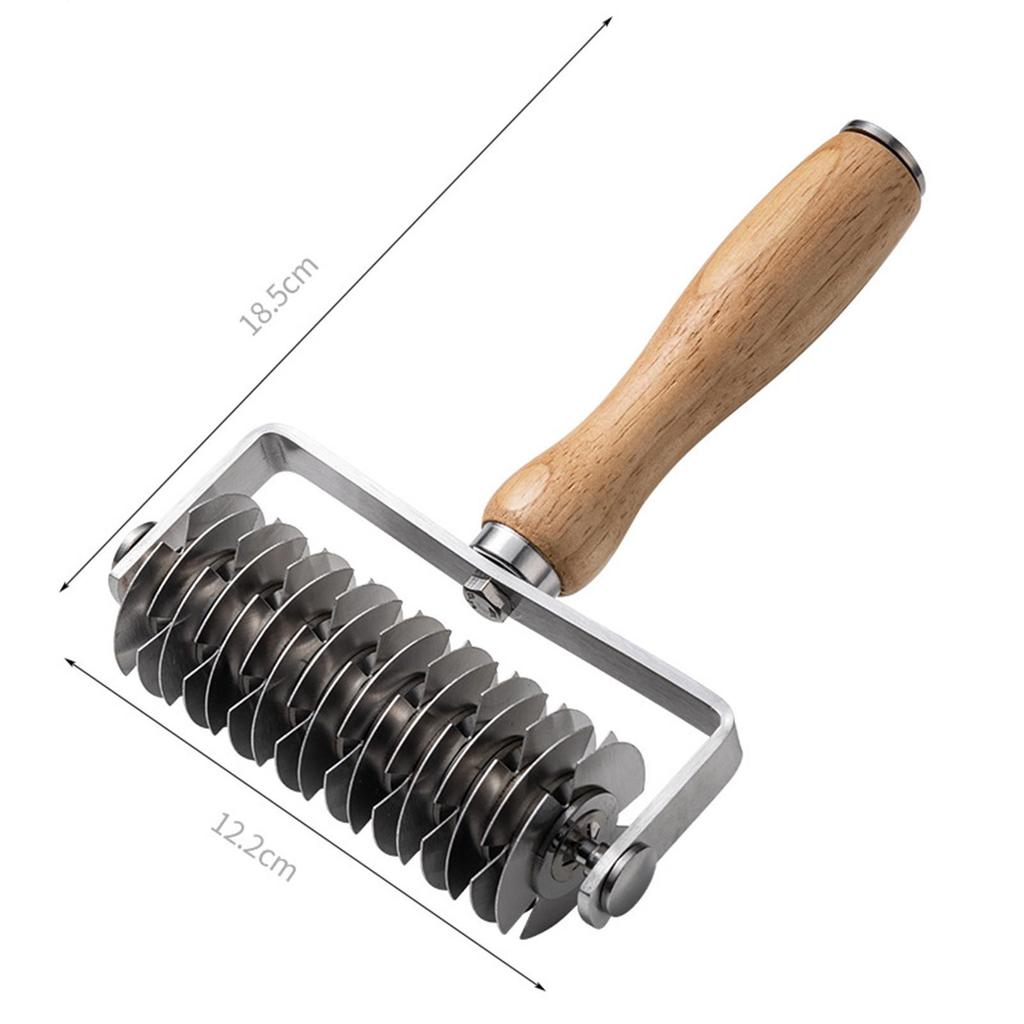 Pastry Lattice Roller Cutting Wooden Handle Stainless Steel Ergonomic Grip