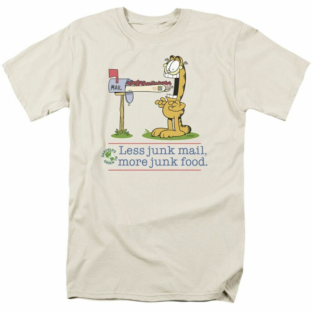 26 Garfield Less Junk Mail T Shirt Mens Licensed Cat Jim Davis Comic Tee Cream Unisex T-Shirt