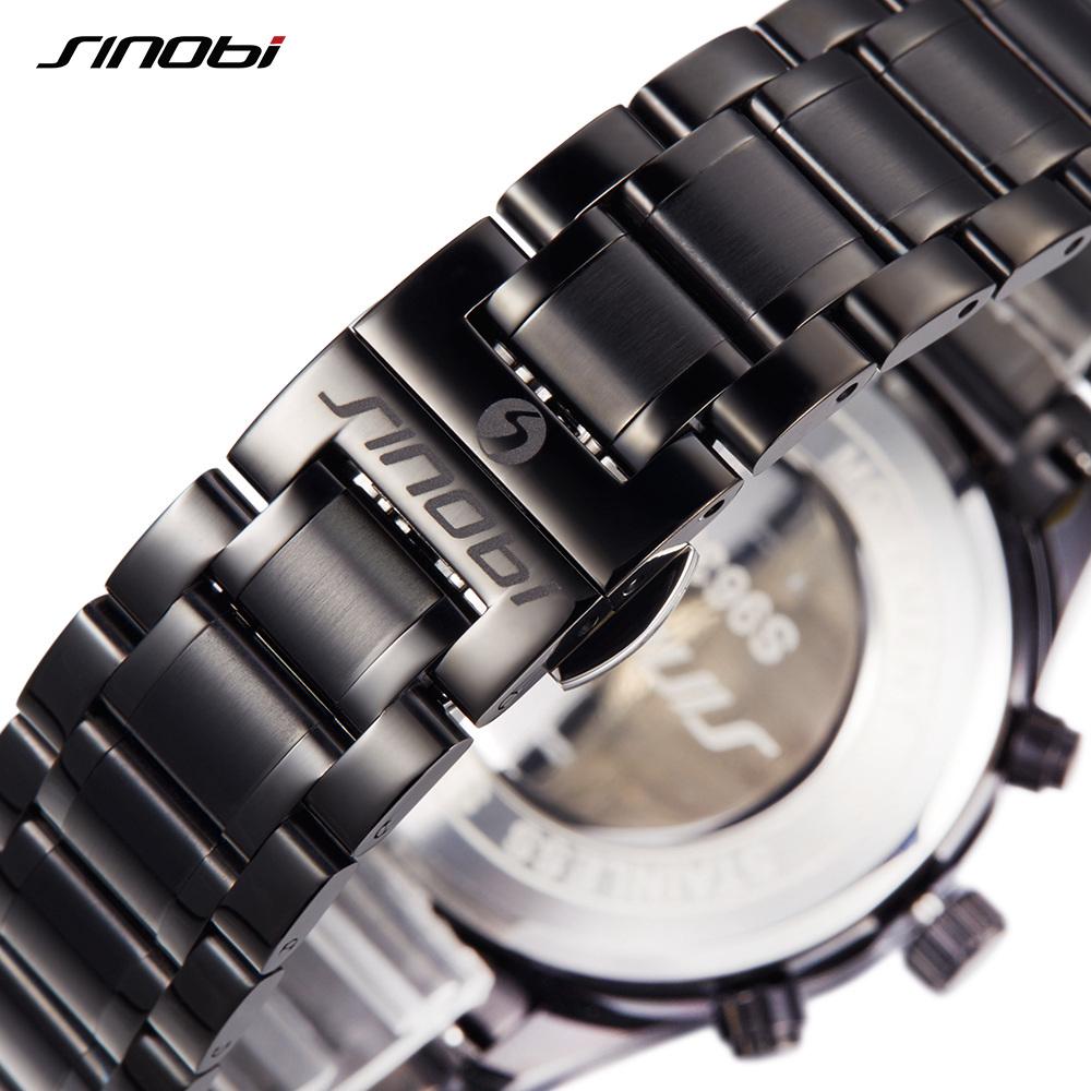 SINOBI Высокое качество пилот мужские наручные часы с хронографом водонепроницаемые роскошные брендовые часы из нержавеющей стали для дайвера мужские Женевские кварцевые часы
