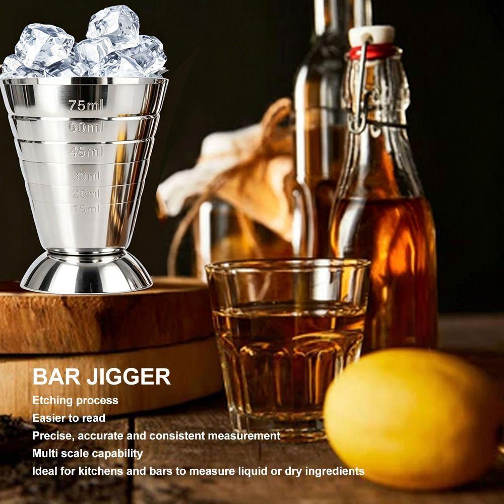 3 Scales Bar Measuring Cup 304 Stainless Steel Kitchen Measuring Cup Cocktail Jigger Bartender