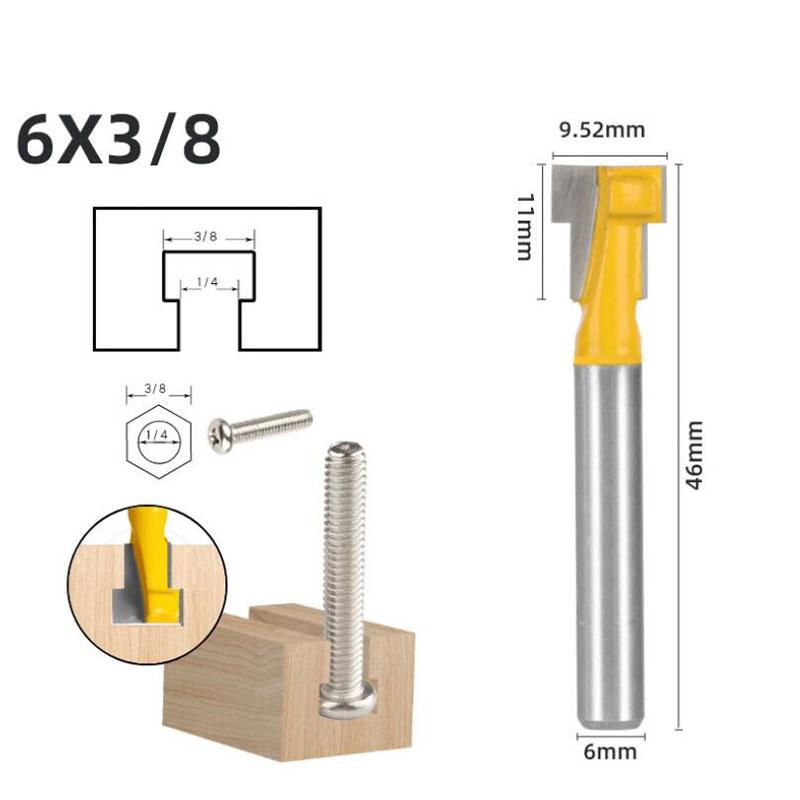 1/3 шт., фреза с Т-образным пазом, шестигранный болт, отверстие для ключа, замочная скважина 6,35 мм, 6 мм, 8 мм, хвостовик, деревообрабатывающий фрезерный станок, концевая фреза