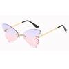 New European and American style sunglasses for men and women, celebrity-inspired, fashionable, unique, frameless, butterfly-shaped, and quirky