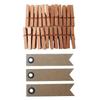 Mini 3 Cm Copper Wooden Clothes Pegs + 20 Pennant Kraft Labels