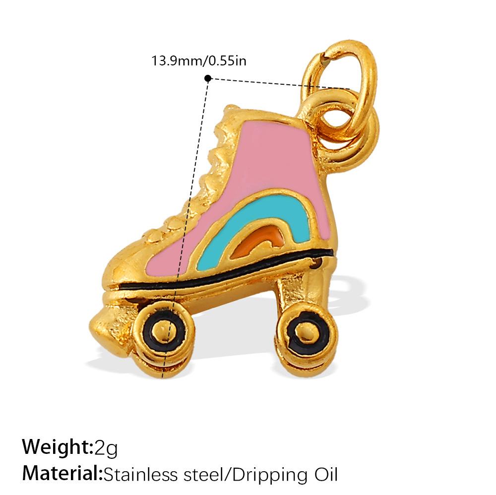 Creative Dripping Oil Colorful Three-Dimensional Diy Pendant Stainless Steel Gold-Plated Small Pendant Pendant Collection