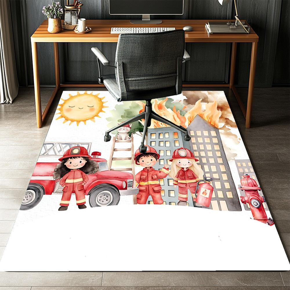 firefighters Printed Carpet,Rug,for Office Chair Living Room Bedroom Kitchen Room Decor Gifts.