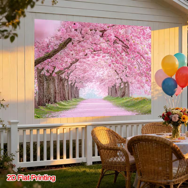2D Фотофон Тоннель из Цветущей Вишни Дорога Сакуры Фон