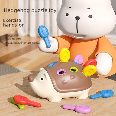 Развивающие игрушки для мелкой моторики для малышей 1-3 лет - головоломка для координации движений рук и глаз «Ежик»