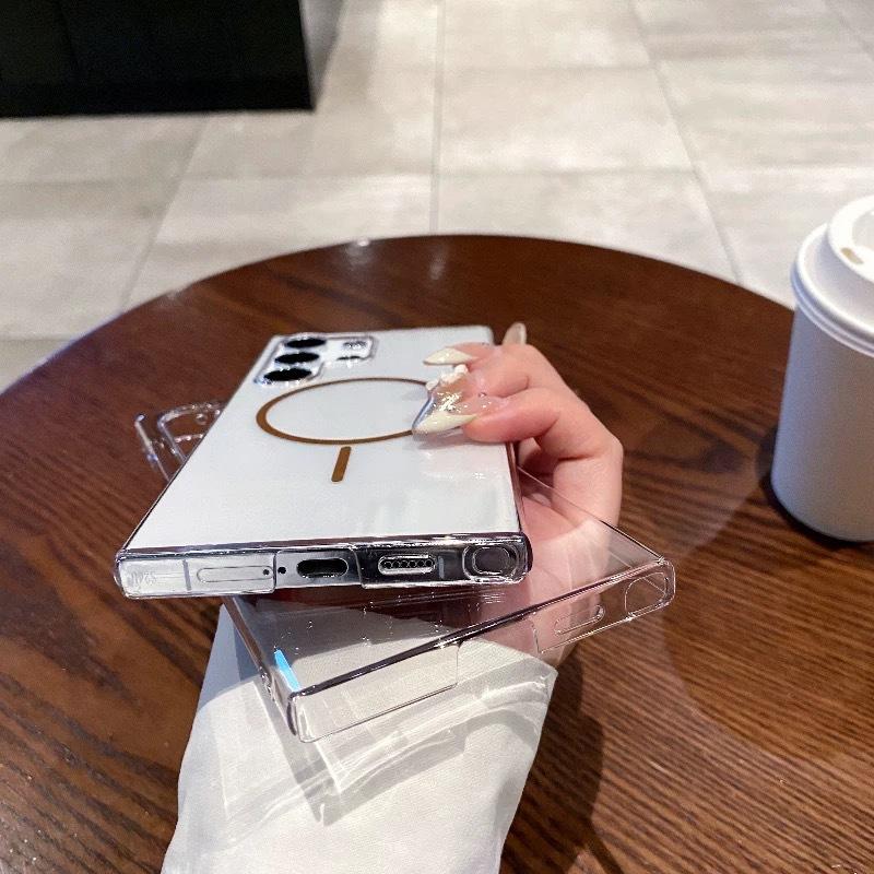 Подходит для Samsung S25 Ультратонкий Магнитный Чехол для Мобильного Телефона S24FE Макарон S23 Ультратонкий Прозрачный ПК Защитный Чехол