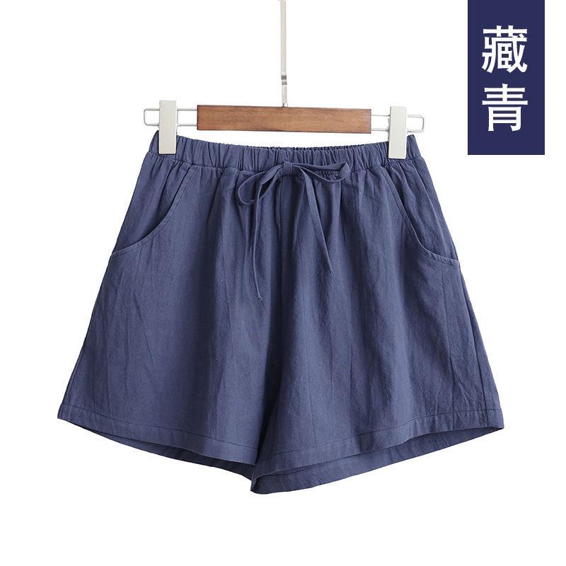 Spring and Summer New Cotton and Linen Shorts Women's Outer Wear Thin A- Shown Wide Leg High Waist Slimming Plus Size Loose Casual Shorts for Women