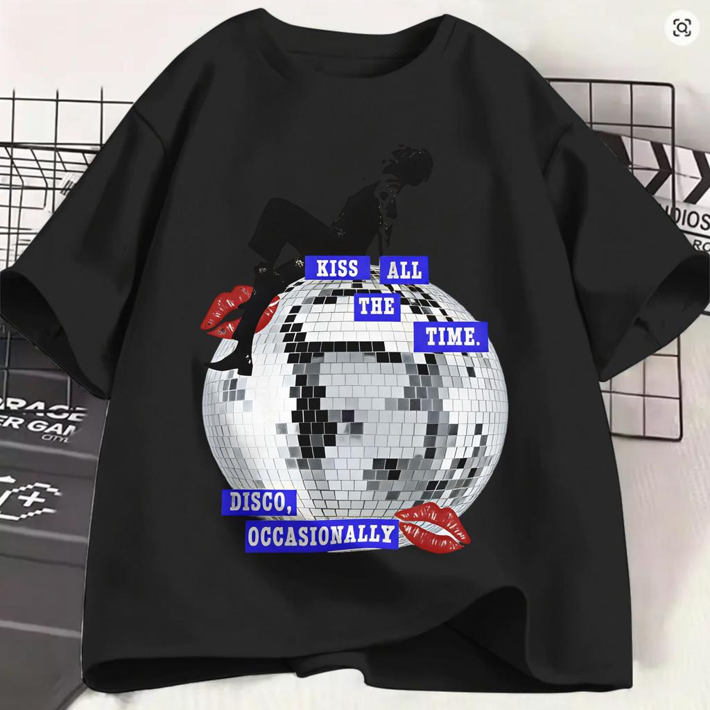 Kiss All The Time Cotton T Shirt For Unisex Summer Harrys Styles 2026 Y2k Basic T Shirts Crewneck Harajuku Tee Shirt Oversize Cheap