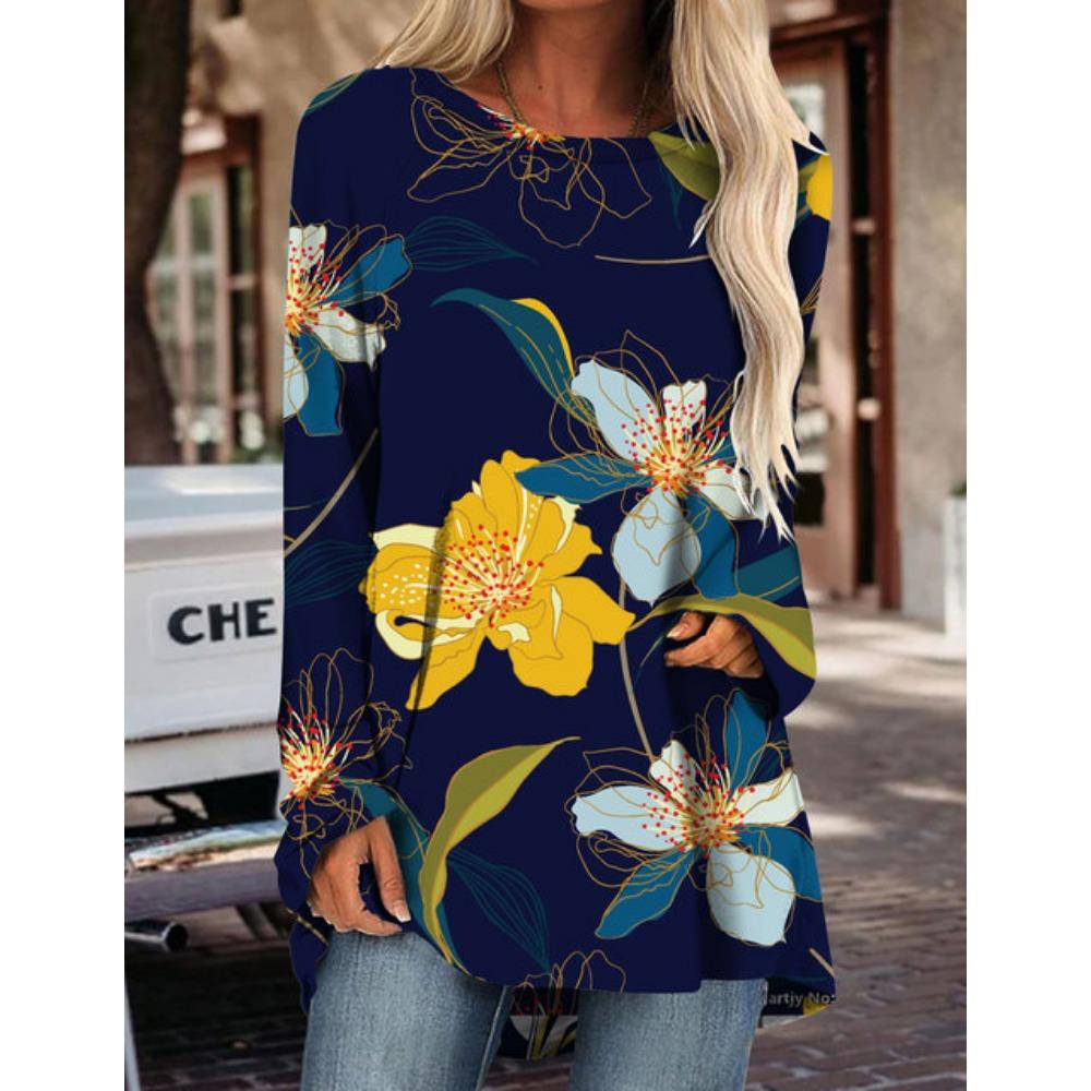 Женская футболка с длинным рукавом, новый топ с принтом, модная новая одежда на осень и зиму, свободная версия большого размера с длинным рукавом
