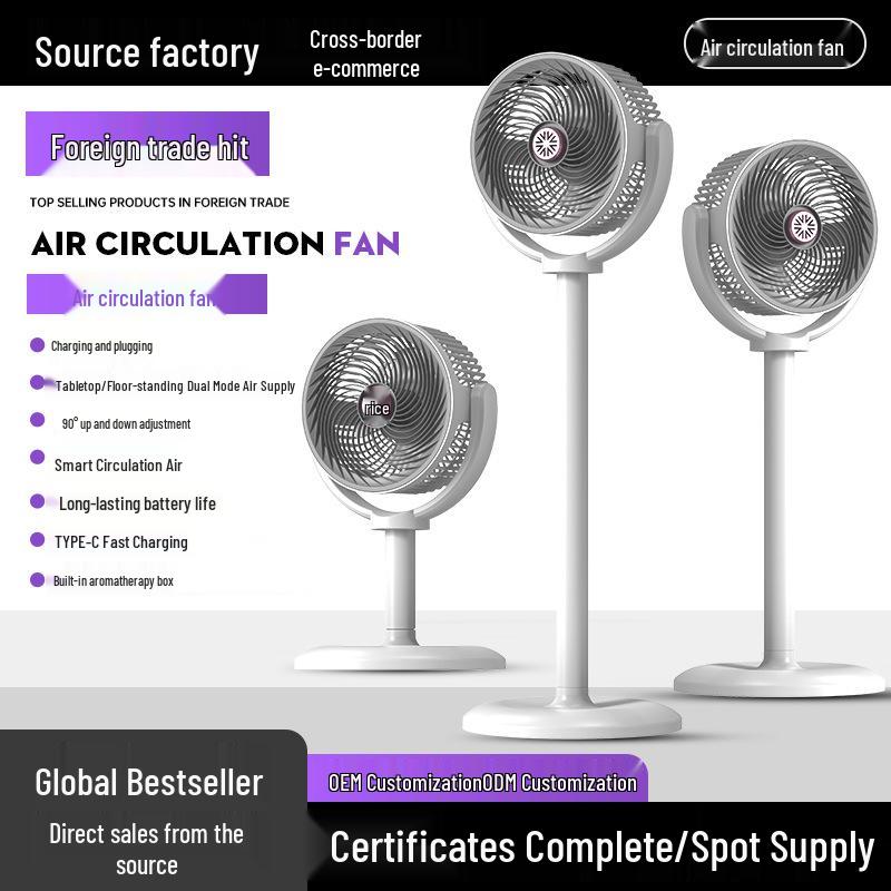 Smart Air Circulation Oscillating Fan: Retractable & Portable for Home and Outdoor Use
