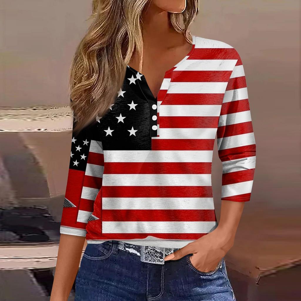 Женская футболка с короткими рукавами и принтом «День независимости»