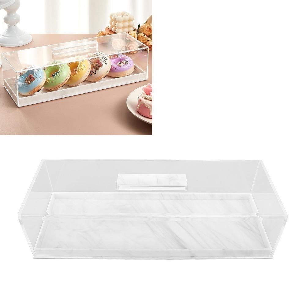 Acrylic Material Pastry Display Case Top Handle Cake Platter Cookie Display Tray Pastry Serving