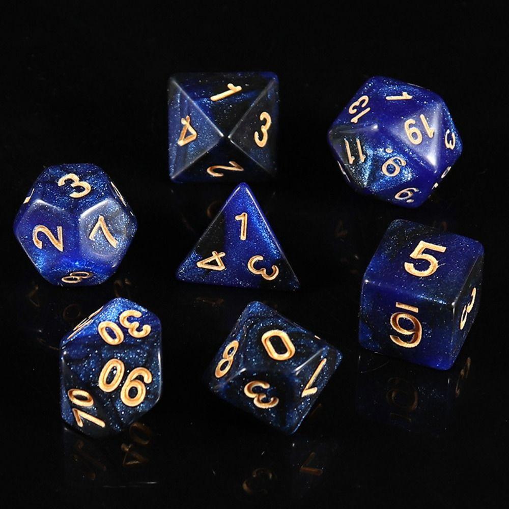 7PCS/Set Digital Acrylic Dice Polyhedral Mixed Color Dice Pearlescent Dice  for RPG DnD