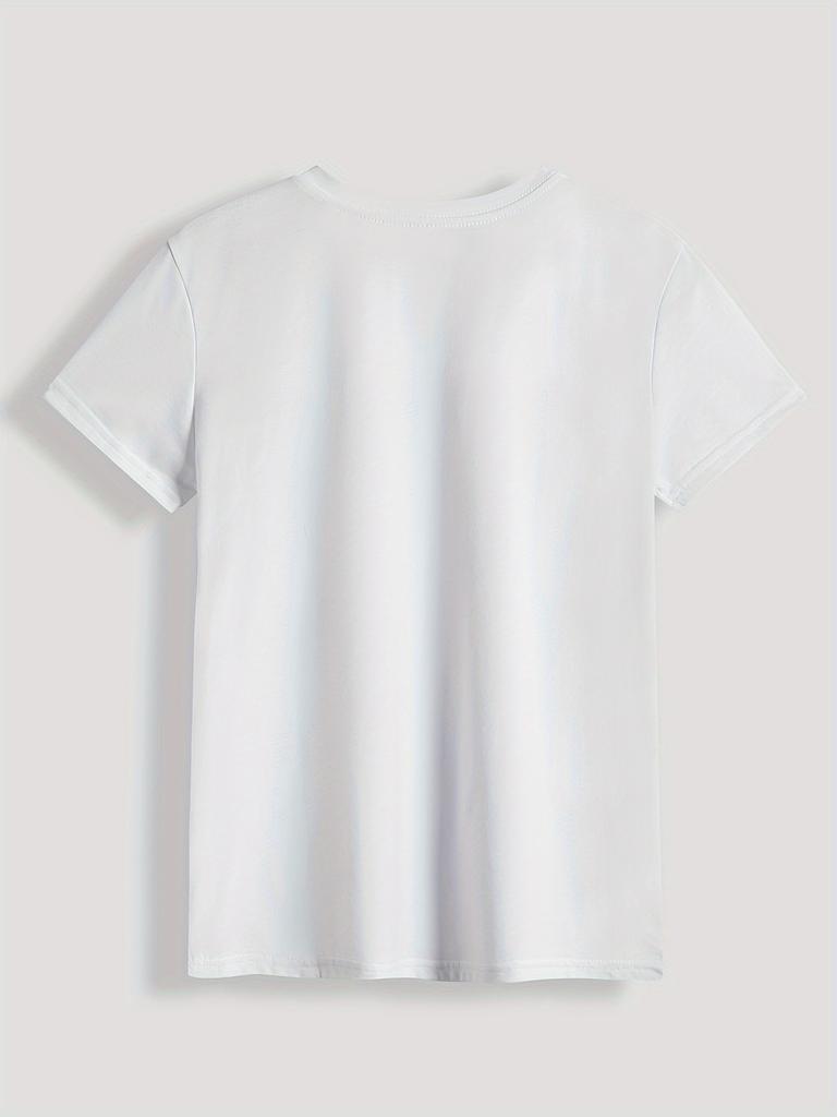 Женская повседневная спортивная футболка с принтом сердца и музыкальной ноты - Круглый вырез, короткий рукав, эластичная ткань, машинная стирка