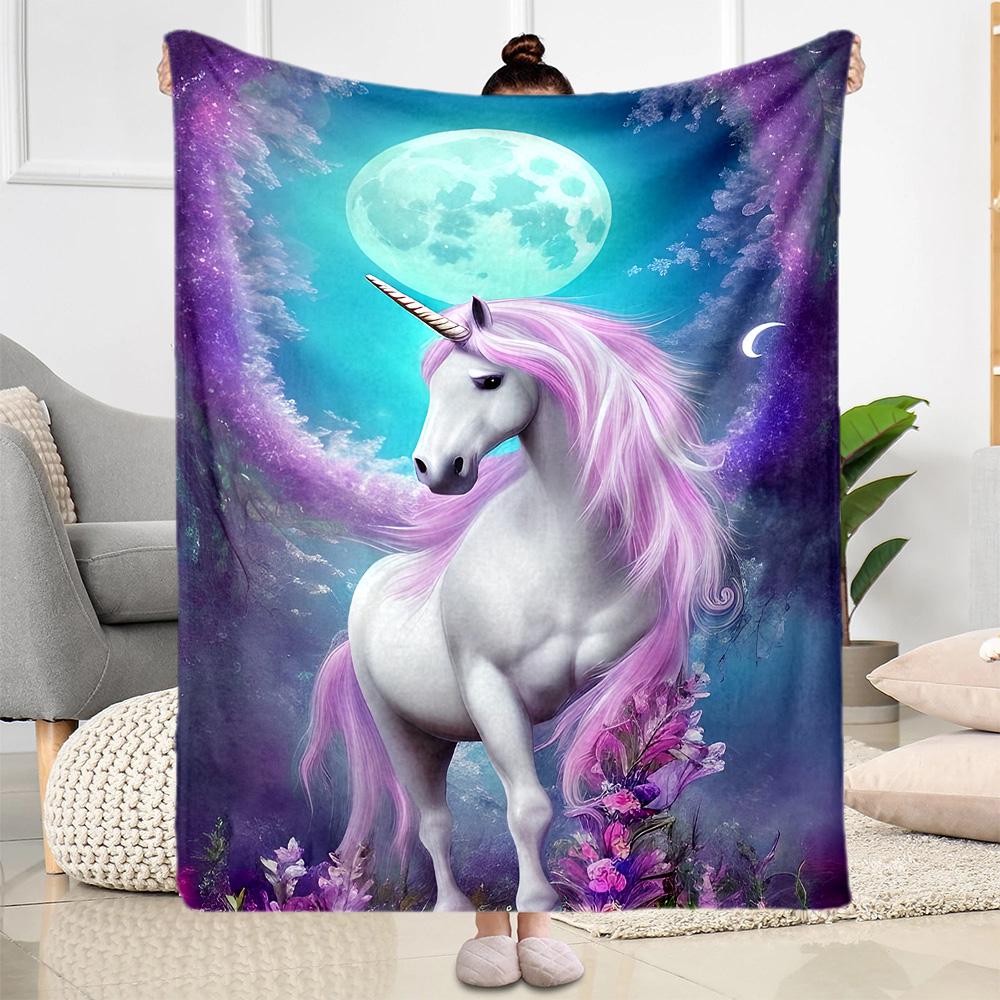 1pc Rainbow Unicorn Garden blanket Soft and Warm for Sofa Office Camping Travel Livingroom Great Gift for Friends and Family Comfortable