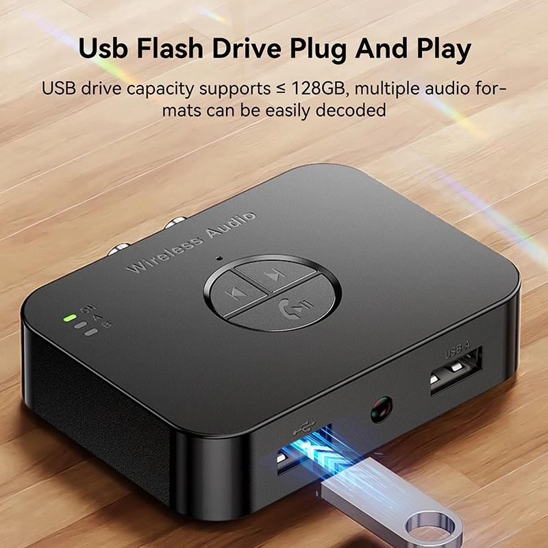 Bluetooth 6.0 ресивер с RCA Hi-Res беспроводным аудиоадаптером 3,5 мм AUX USB ресивер для колонок колонка стерео автомобильный усилитель
