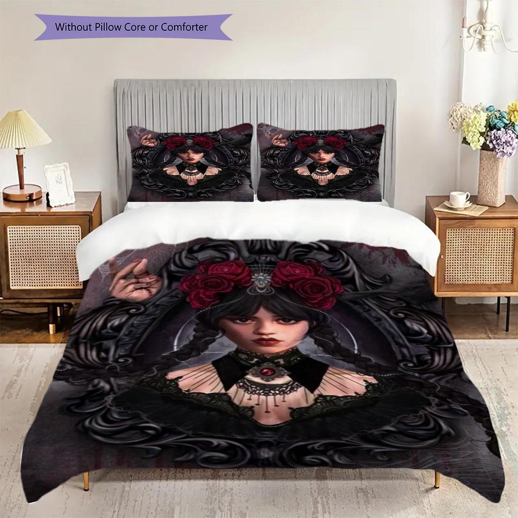 Supernatural Wednesday Mysteries Three-piece set (1 * duvet cover + 2 * pillowcase, without core) 2D Flat Bedding set Soft and comfortable