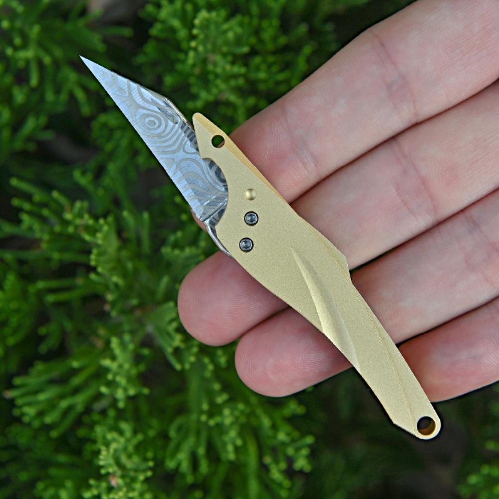 Portable Titanium / Brass / Aluminum Mini Pocket Knife Camping Outdoor Survival Fodiing Knife Keychain EDC Gadgets