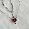 Valentine's Day Gift Couple Necklaces Trendy Matching Necklace Vintage Heart and Sword Necklace