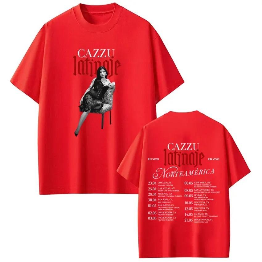 Unisex Women Fashion Hiphop Tshirts Singer Cazzu Latinaje 2026 Tour Graphic Tee Shortsleeved Cotton Aesthetic Oversized Tshirt