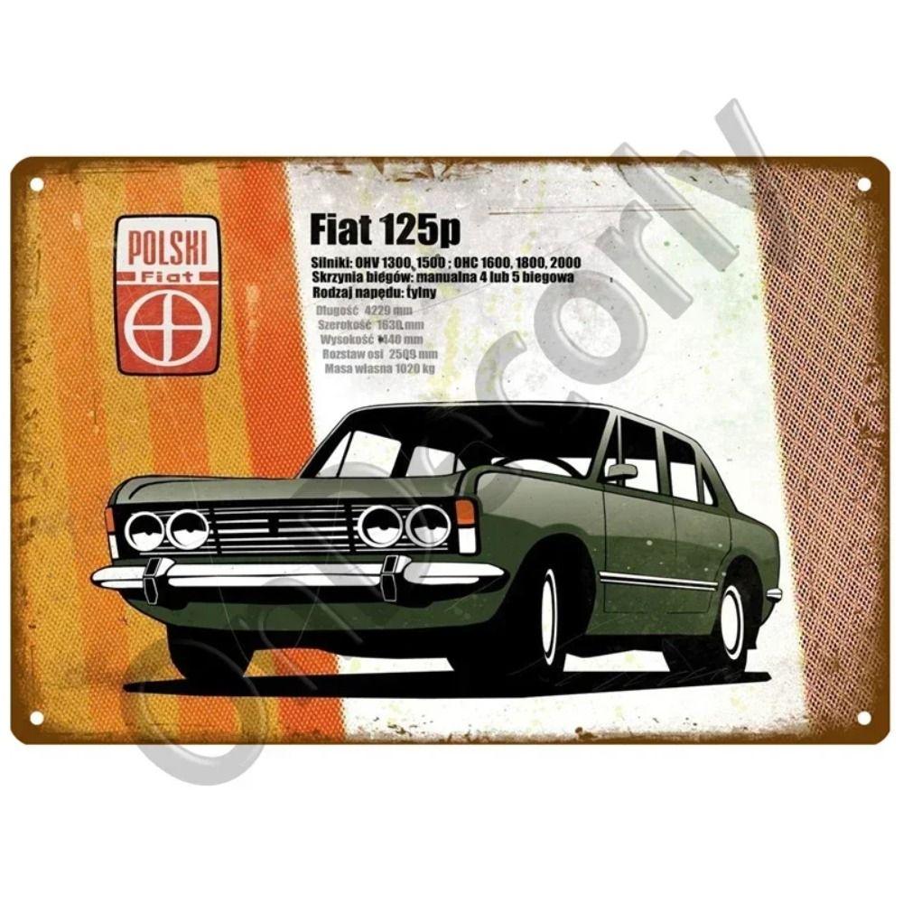 Металлическая вывеска для гаража FIAT, Настенный декор с логотипом автобренда 20x30см