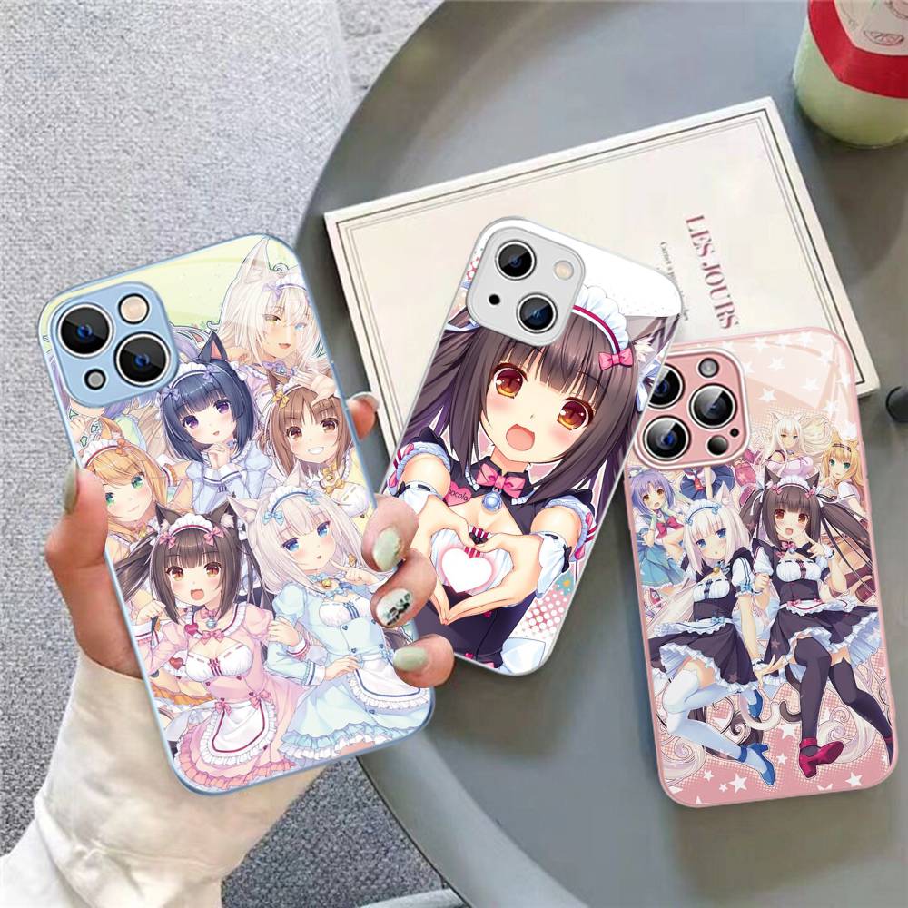 Закаленное стекло Chocola Nekopara для iPhone 14 13 12 11 Pro Mini XS MAX 14Plus X XS XR Чехлы