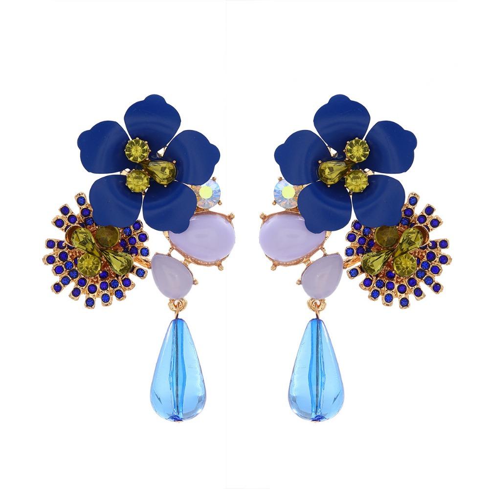 Vintage Resin Flower Earrings Beads Women Earrings Water Droplet Long Earrings  Daily Wear