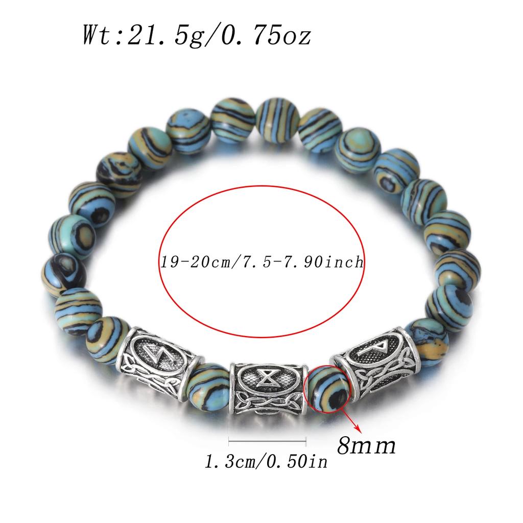 Браслет мужской Викинг Руны Норвегии Камень 8 мм Натуральный Нефрит Содалит Бирюза Бусины Лавы Украшения Браслеты Мужские Pulseras
