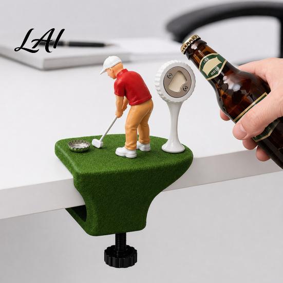 Fun Bottle Opener Game Golf with Built-In Metal Blade And Rotating Clamp Mini Golfer Gift For Golfers Putter Design Magnetic Cap Catcher Catcher for