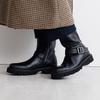HIMIKO Engineer Boots, 651405, Black, Size 225, Genuine Leather with Soft Cushion Track Sole and Thick Sole