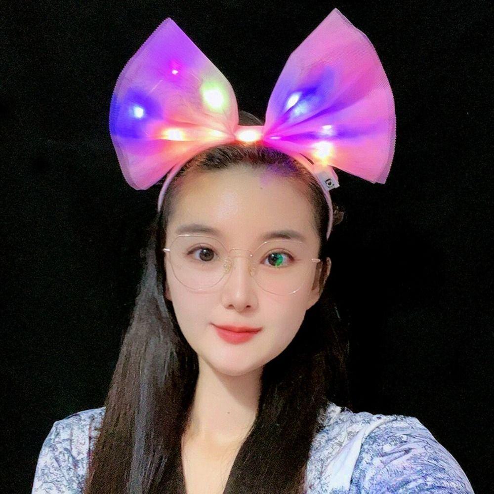 Светящаяся повязка на голову с бантом, новогоднее украшение, светодиодная повязка на голову с бантом, светодиодная игрушка