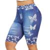 Plus Size 3D Print Capri Leggings For Women Faux Denim Women Fashion Jegging Shorts