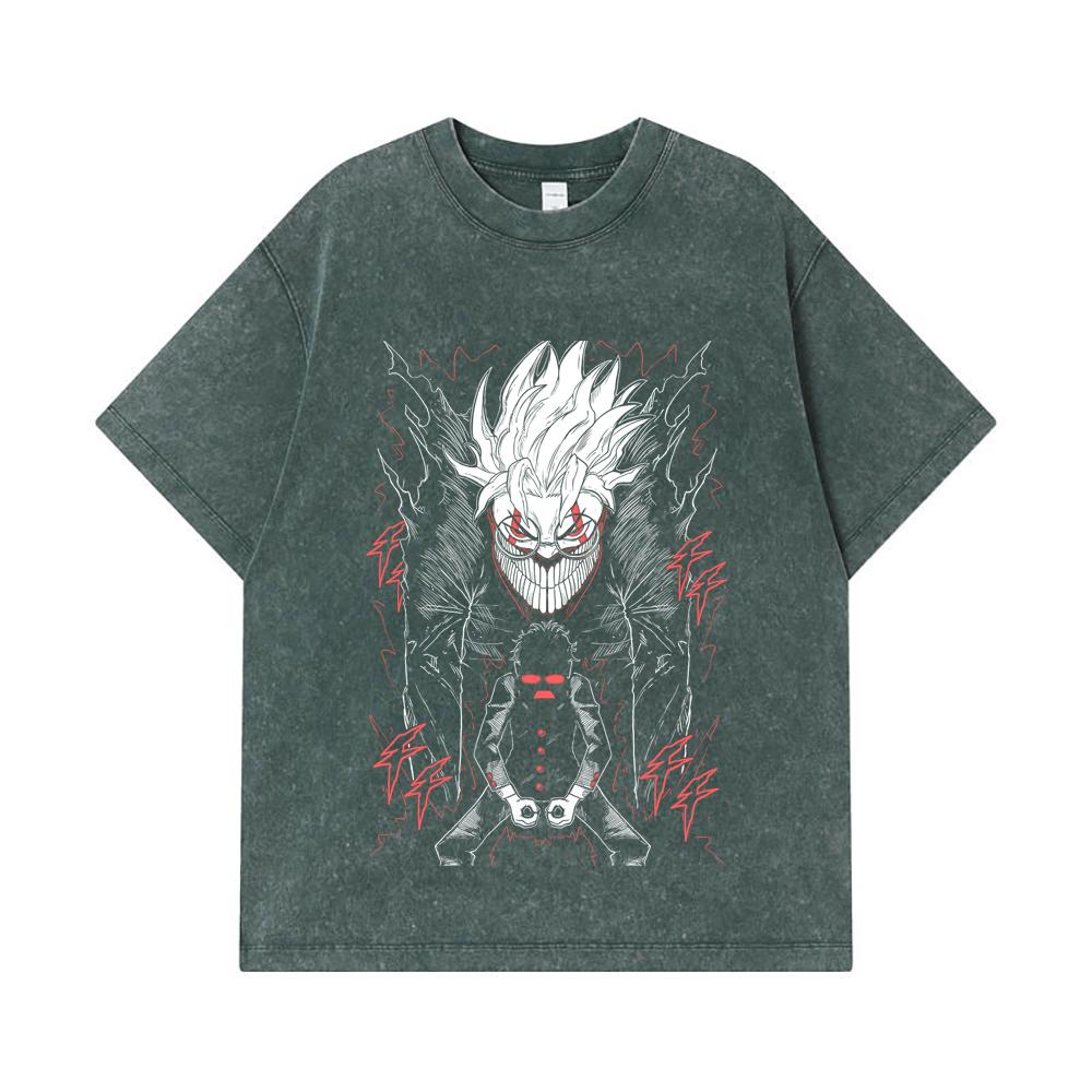 275 GSM Washed T-shirts 100% Cotton Dandadan V23 Okarun Print Unisex Heavy Cotton T Shirt