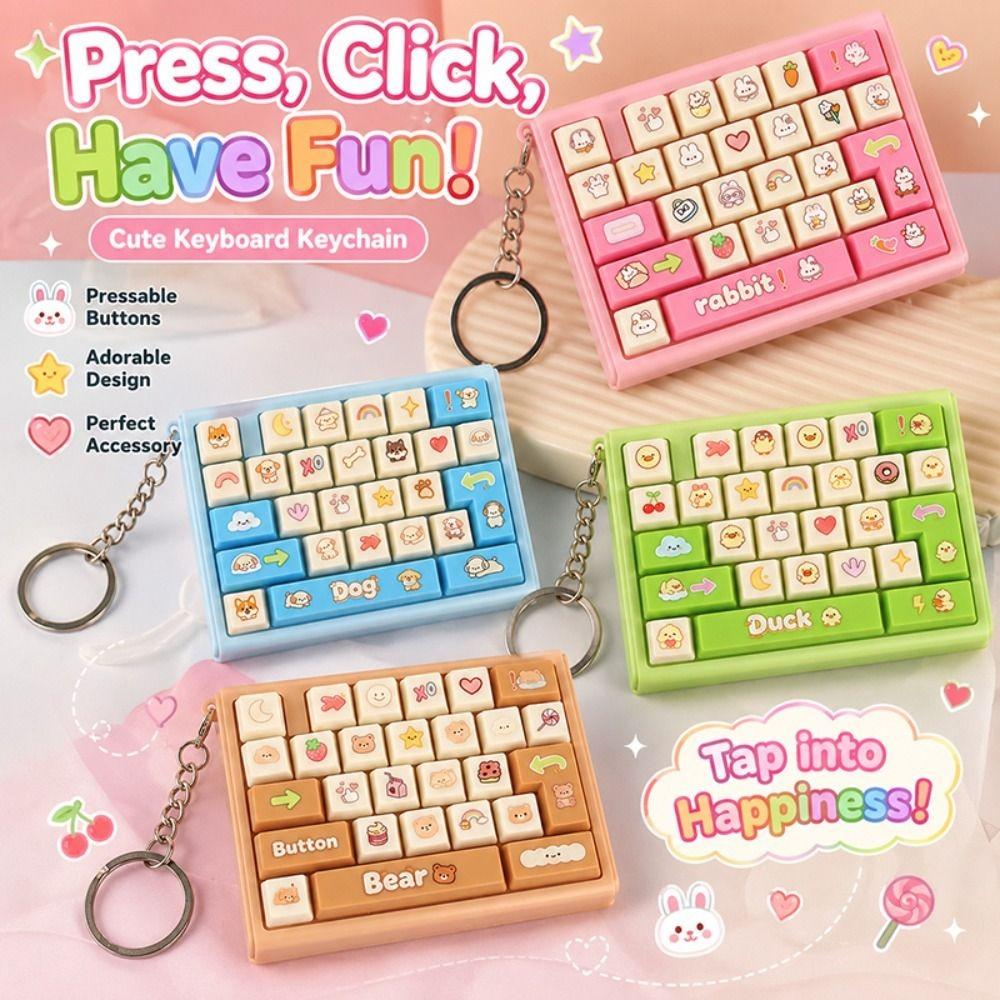 Cartoon Keyboard Keychain 26-grid Keycap Clicker High Quality Button Clicker Key Accessories
