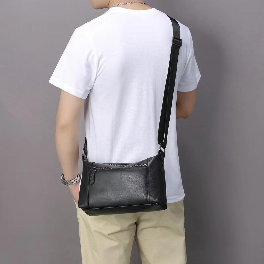 Genuine Leather Men's Crossbody Bag Shoulder Bag Casual Commuter Bag Head Layer Cowhide Shoulder Crossbody Bag