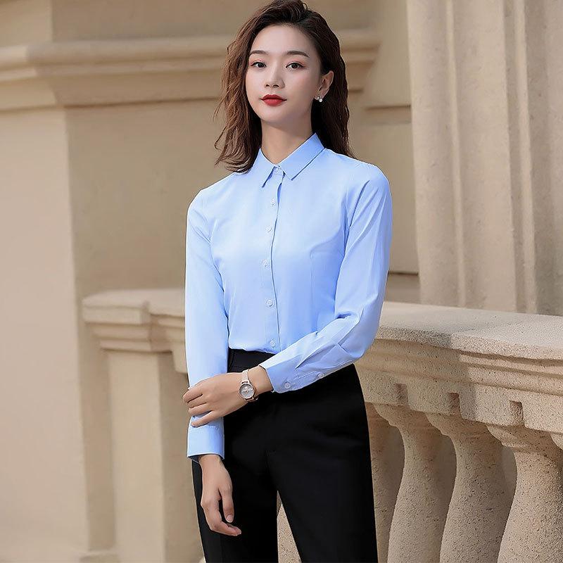 Office Clerk Business Formal Cotton Shirt Men's and Women's Professional Shirt Long Sleeve Overalls Embroidered LOGO
