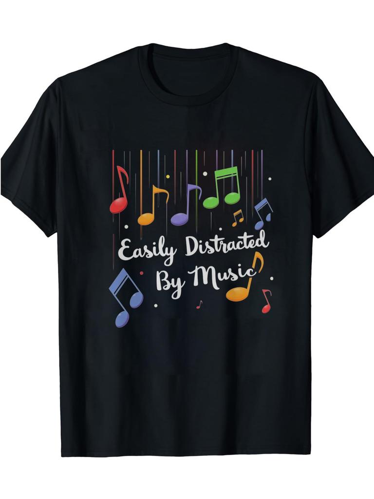 Colorful Music Notes Easily Distracted By Music T-shirt