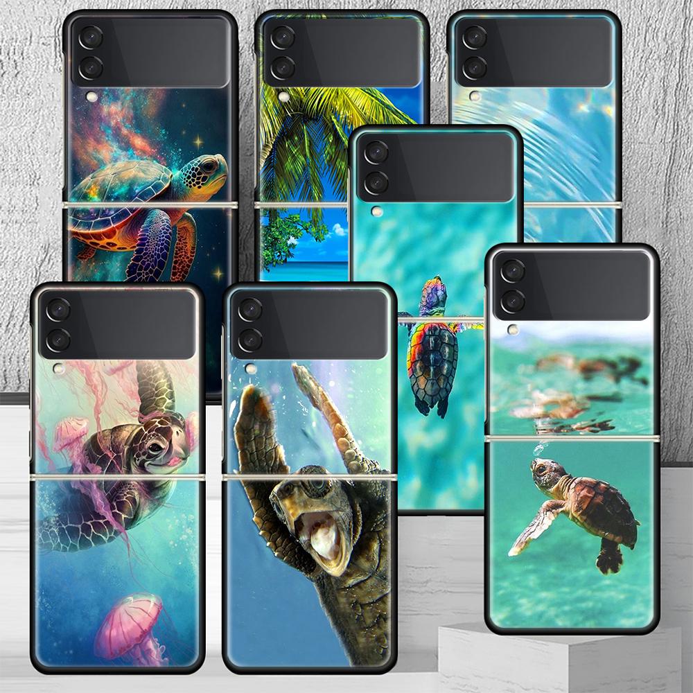 Чехол для телефона Морская Черепаха Аква для Samsung Galaxy Z Flip7 Flip6 Flip 7 6 5 4 3 Flip3 Flip4 Flip5 5G Ударопрочный Fundas Galaxy Z