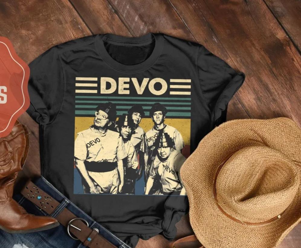Редкая винтажная футболка Devo Хлопок Черный Мужская Все размеры Футболка AG027 Унисекс Футболка