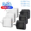 #2 3.5A 6 портов зарядное устройство USB PD зарядный адаптер для Xiaomi iPhone 14 Samsung мобильный телефон штекер зарядное устройство QC 3.0 настенное зарядное устройство