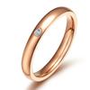 Stainless Steel Rings Rose Gold/ Gold /black Simple One Zircon Engagement Ring Jewelry Rings for  Party Wedding