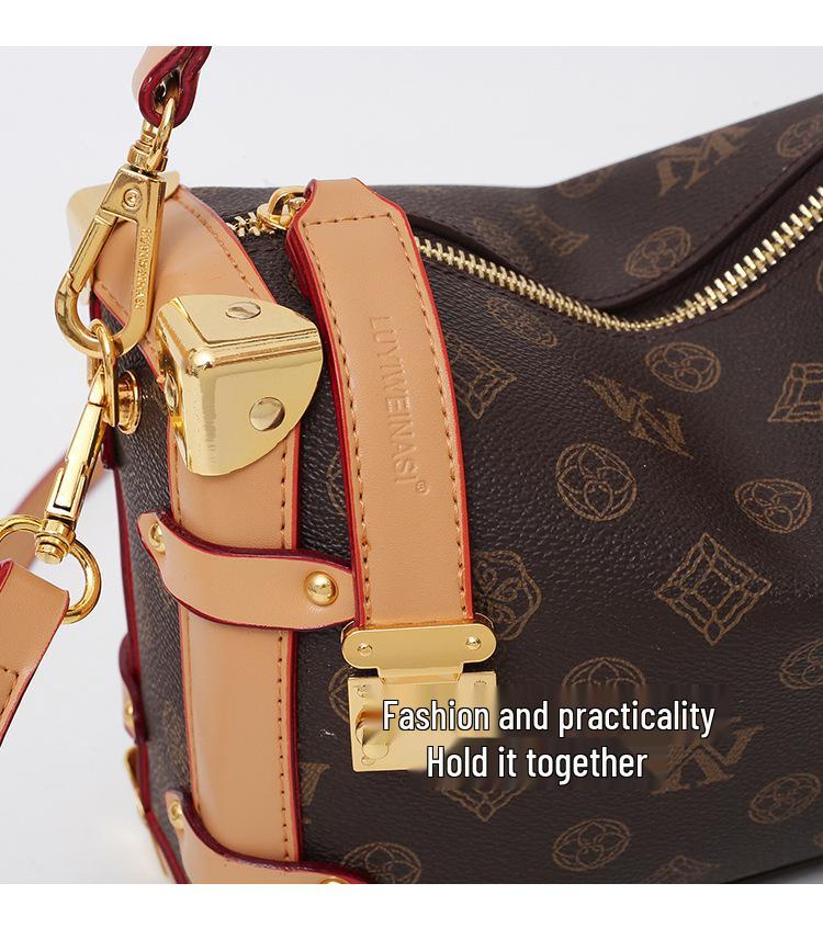 European & American Retro Monogram Crossbody Pillow Bag - Versatile Handbag for Women