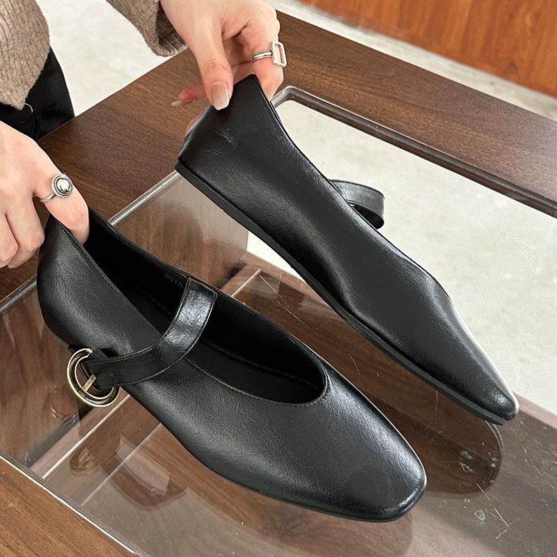 Fashion Shallow Women Flat With Shoes Female Soft Casual Fashion Metal Buckle Footwear Flats Mary Janes Lolita Shoes For Ladies