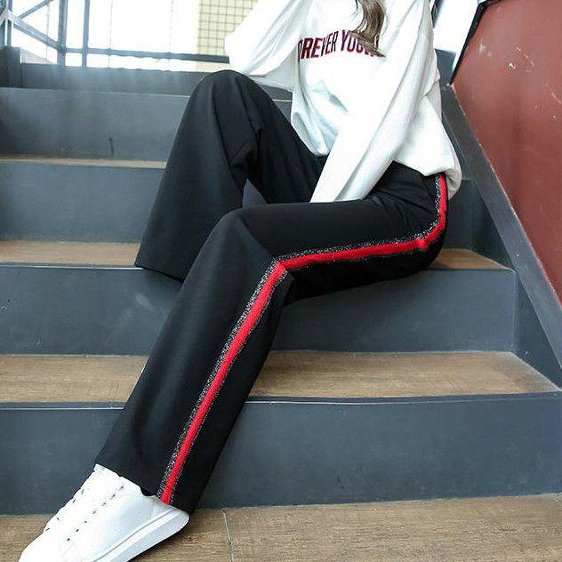 Женские брюки с драпировкой, широкие брюки, сто прямых брюк с высокой талией, свободные полосатые повседневные спортивные брюки