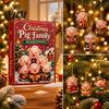 Holiday Countdown Gift Box Piggy Family Advent Calendar, 2D Flat Acrylic 24 Days Hanging Christmas Ornaments Ornaments, Decorative for Party Supplies