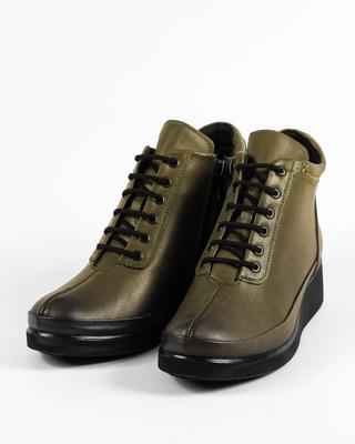 Ботинки на танкетке 1019 36 Хаки кожа